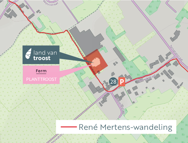 Kaart met de René Mertens wandelroute